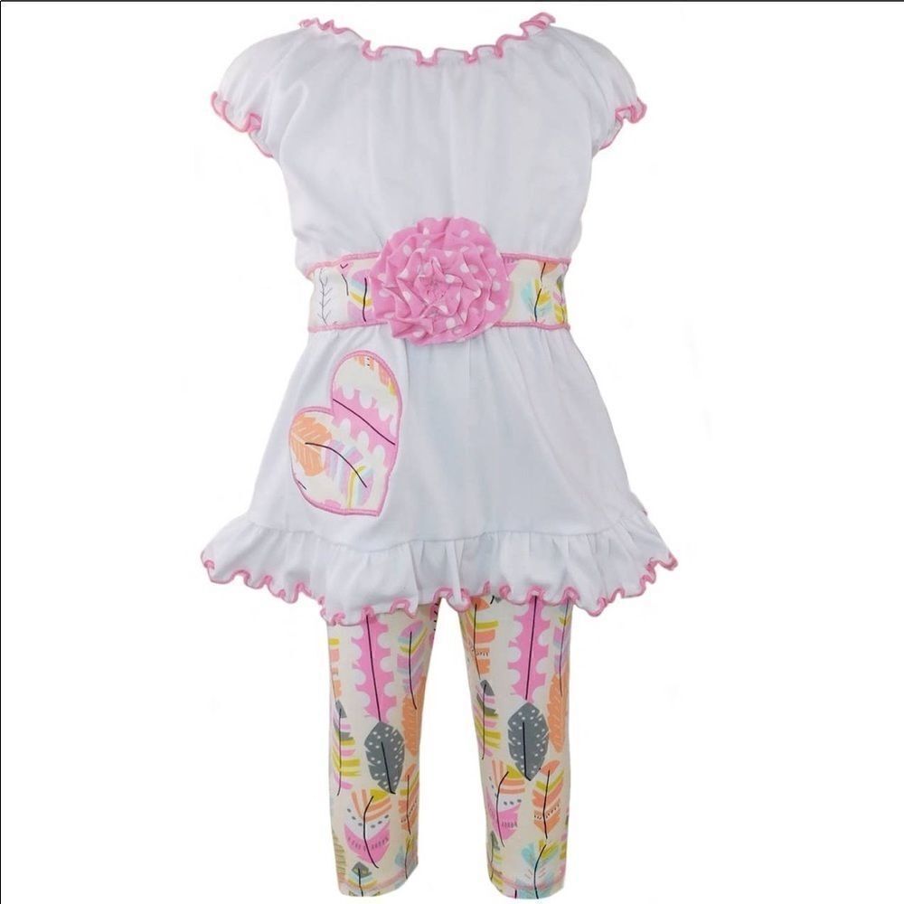 𝅺Ann Loren Outfit Floral Top & Capris Toddler Girl 2/3T NEW High End Boutique